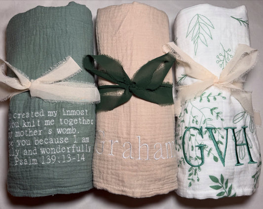 Custom Muslin baby blanket