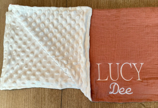 Muslin Baby Blanket with Minky Lining